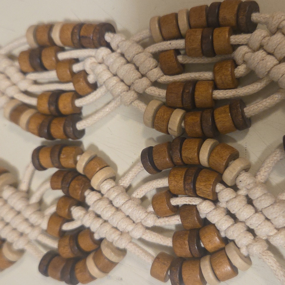 Handcrafted vintage Macramé Belt with Wooden Beads  handmade.